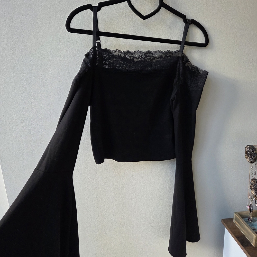 Dolls Kill Black Lace Long Sleeve Top